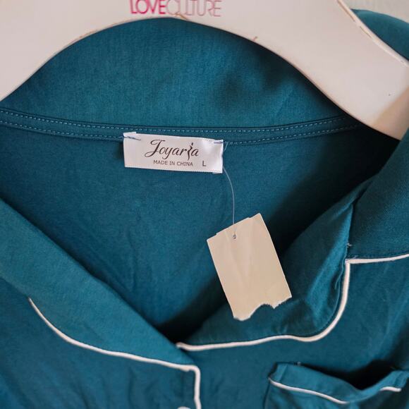 new teal button down Night gown size L - Picture 4 of 5